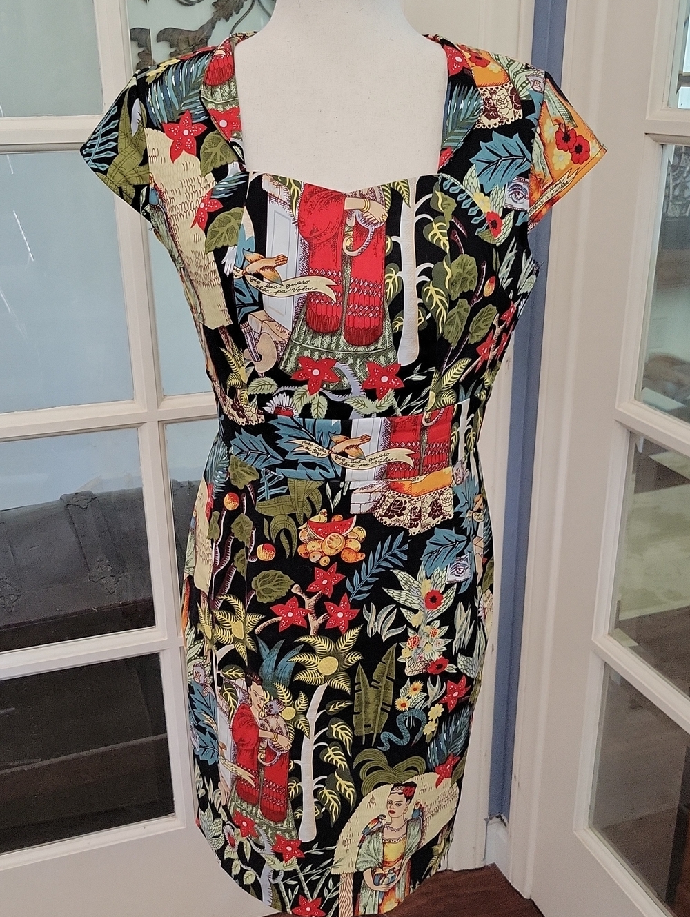 GRACE KARIN Frida Kahlo Jungle Tropical Print Pencil Dress | Size: M